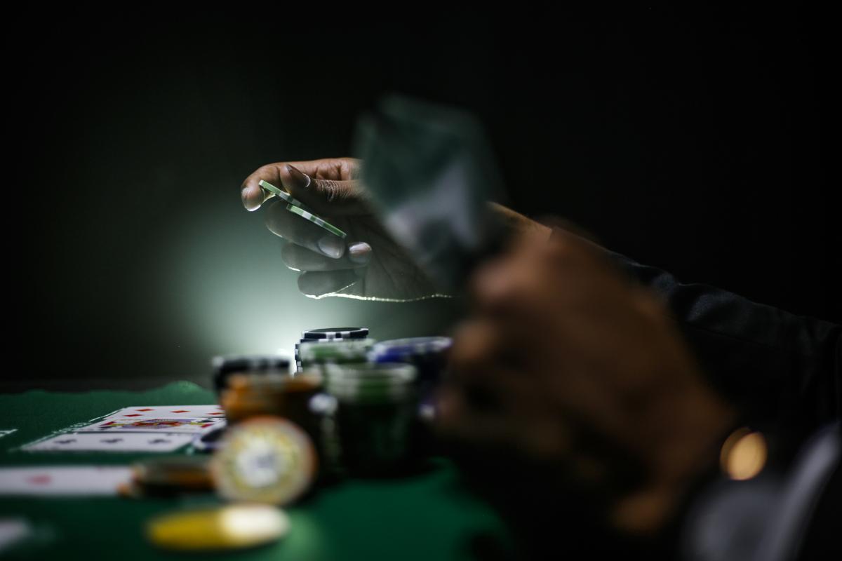 Poker chips on play